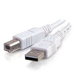 C2G 81562 3M USB Printer Cable, USB 2.0 A to B Lead. Compatible with printers and scanners from HP, Epson, Brother, Samsung, Cannon and all other USB A/B devices, White
