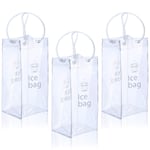 3 Pieces Ice Wine Bag Collapsible Clear Wine Cooler Bag PVC Wine Pouch Bags with Handle for Champagne Cold Beer White Wine Chilled Beverages