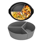 (Gray)3 Pcs Pot Cooker Liner 3 In 1 Cooker Divider Liners Silicone Slow Cooker