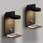 1-pack LED Vägglampa för inomhusbruk med USB-port 12W Tricolor Dimbar Modern Vägglampa med Strömbrytare Väggläslampa 330° Rotationsbar Sänglampa Belysning N