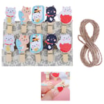 10pc/lot Lucky Cat Wooden Clip With Fine Twine Mini Clip, Craft Onsize