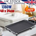 Electric Table Top Grill Griddle BBQ Hot Plate Camping Cooking Cast Iron Pan New