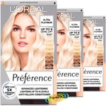 3x Loreal Preference Ultra Platinum Hair Lightener Colour Dye Up To 9 Levels