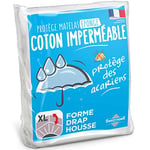 Sweet Home | Protège Matelas Imperméable - 140x190/200 cm - Bouclette 100% Coton - Anti Acariens - Souple et Silencieux - Forme Drap Housse - Lavable en Machine