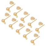 UNICRAFTALE 50pcs Stainless Steel Stud Earrings, 0.7mm Pin Ball Ear Studs Components with Open Loop, Golden Ball Stud Earring with Ear Nuts Jewelry Findings for Earring Making, 2mm Hole