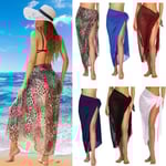 Lång Sarong Cover Up för Kvinnor Chiffon Strandomslag SVART black