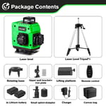 Niveau laser vert professionnel 16 lignes 4x360°, auto-nivellement puissant avec alarme, rechargeable sans fil, télécommande, multifonction pour construction et bricolage, compact et précis, inclut étui de transport