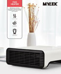 Mylek Electric Flat Fan Heater Adjustable Thermostat Hot / Cool Air 1800W