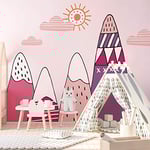 Ambiance Stickers Muraux Enfants Décoration Chambre Bébé - Autocollant Sticker Mural Adhesif Géant Montagnes Scandinaves Bianka - H60 x L90 cm