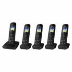 Panasonic KX-TGH725EB Cordless Home Phone Answer Machine 5 Set Call Blocker Blac