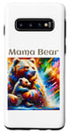 Coque pour Galaxy S10 Art animalier coloré de maman ours et de son petit