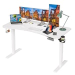 Sunon Standing Desk Height Adjustable Electric Desk, 140 X 70cm Stand up Desk, Sit Stand Home Office Desk with Wood Desktop Thickness 1.8cm,White
