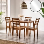 Lynton Small Walnut Colour Wooden Dining Table & 4 Dining Chairs
