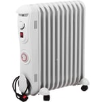 White Oil Filled Radiator Portable 2500W 11 Fin Electric Heater with 24hr Timer