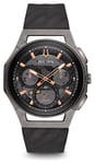 Bulova 98A162 Men's Curv Chronograph Black Leather Strap Watch