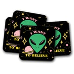 4 Set - Awesome Alien Coaster - UFO Space Geek Sci-Fi Cool Planets Gift #14769