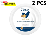 2 x Dove Body Love Rich Nourishment Cream - Skin Care for Soft Smooth Skin 75 ml