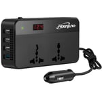 Hoenjuno 200W Car Power Inverter DC 12V to 220V AC Car Charger Adapter 4 USB Ports Car Outlet and QC 3.0 Ports Car Plug Converter with Switch