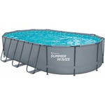Summer Waves - Frame Pool Ovale 610x366x122 cm Gris Kit piscine hors sol Piscine de jardin & piscine en plastique
