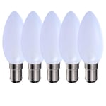 5 Watts B15 SBC Small Bayonet LED Light Bulb Opal Candle Warm White Dimmable, Pack of 5