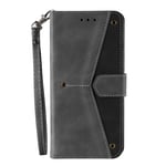 TOPOFU Case for Xiaomi Poco M3 Pro 5G/4G,Flip Splicing PU Leather Wallet Cover with Credit Card Slot,Kickstand,Magnetic Closure Features Protective Case for Xiaomi Poco M3 Pro 5G/4G-Grey
