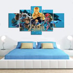 Canvas wall art for living room 5 pieces Legend Of Zelda Breath Of Wild 150X80CM Modern Home Decoration Ready to Hang Creative Wooden frame Gift
