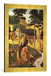 Kunst für Alle 'Encadré Image de Hieronymus Bosch Cadre Photos Fait Main de Haute qualité La Tentation de Saint Antoine abbé, Impression d'art, 40 x 60 cm, Doré Raya