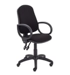 Office Hippo 2 Lever Ergonomic Office Swivel Chair with Fixed Arms, Fabric, Black