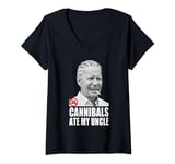 Womens Biden's Tall Tale Tee – Cannibal Claim Comedic Parody V-Neck T-Shirt