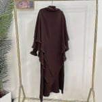Ramadan Eid muslimsk kvinnlig Jilbab 2-delad Abaya med Hijab Lång Khimar Niqab Set Overhead Bönklänning Islam Outfit Djellaba Burka Mörk Set XS-S