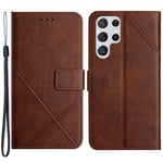 SKALO Samsung S22 Ultra Embossed Plånboksfodral i PU-Läder - Bru Brun