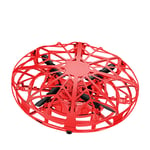 Hand Operated Mini Drone, Quad Induction Levitation UFO Drone, 360° Indoor Drone, Blue, Flying Toys for Kids and Adults with 360° Rotating and Shinning LED Lights,Red
