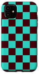 iPhone 11 Checkered Turquoise Brown Checkerboard Pattern Checkered Case