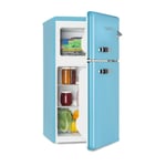 KLARSTEIN Irene - Combiné réfrigérateur congélateur, Rétro, Puissance de refroidissement réglable : 0 à 10 °C et température de congélateur de -18 °C, 61L, Congélateur 24L, Bleu