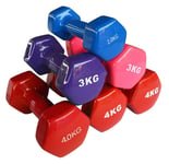 Shengluu Weights Dumbbells Sets Women Hex Rubber Hand Dumbbell Weight Set PVC Coated Hand Weights Color Coded Dumbbell For Strength Training (Color : Red, Size : 5kg)