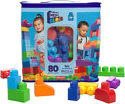 MEGA BLOKS Fisher-Price Toddler Block Toys, Big Building Bag with 80 Pieces and