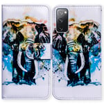 BCOV Galaxy S20 FE 5G Case, Elephant Style White Leather Flip Case Wallet Cover with Card Slot Holder Kickstand For Samsung Galaxy S20 FE 5G / S20 Fan Edition
