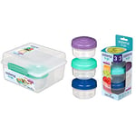 Sistema to GO Lunch Box Cube Max | 2 L Bento-Box Style Food Container & to Go Mini Bites Assorted Colours, 130 ml, Recyclable with TerraCycle®, 3 Count