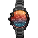 Diesel Watch for Men Griffed, Chronograph Movement, 42 mm Black Stainless Steel Case with a Stainless Steel Strap, DZ4605