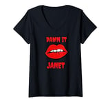 Womens Lips Damn It Janet song from Rocky horror picture show . V-Neck T-Shirt