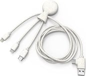 Xoopar - Mr Bio 1m Câble Multi USB 4 en 1 en Forme de Pieuvre - Chargeur Universel en Plastique Recyclé - Prise USB Universel USB-C, Ligthning,Micro USB, USB pour Smartphone Universelle - Wheat