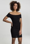 Urban Classics Ribbad Off Shoulder klänning (Svart,S)