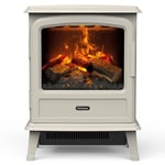 Dimplex Evandale Optimyst Electric Stove, Pebble Grey Free Standing Stove with Ultra Realistic Flame and Smoke Effect, 2kW Adjustable Fan Heater, Thermostat, Log Bed and Remote Control