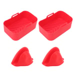 2 Pack Silicone Air Fryer Liner 7.7x5.0x2.8x0.8 Inches Reusable Air Fryer Red