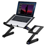 Adjustable Multi-angle Laptop PC Stand 360 ° Adjustable Folding Laptop Desk Stand with Dual Cooling Fan Mouse Holder for Laptop (10-17 inch)( Black)