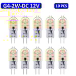 Lampor 10-pack G4 LED-lampa 2W, DC 12V belysningslampa, 6000K vit