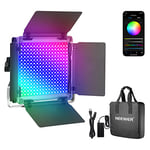 NEEWER 660PRO RGB LED Lumière Vidéo avec Contrôle APP, 50W Éclairage Vidéo 360 ° Polychrome, CRI 97 avec Support Barndoor/U pour Streaming, Youtube, Webex, Diffusion, Conférence Web, Photographie