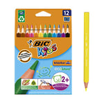 BIC Kids Evolution Triangle ECOlutions Colouring Pencils - Assorted Colours, Wallet of 12