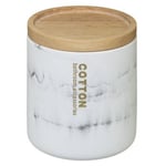 Pot à coton effet marbre blanc et bambou Ø9,8 x H.10,9 cm, 5Five Simply Smart Léa
