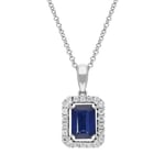 18ct White Gold 0.95ct Sapphire and Diamond Oblong Necklace